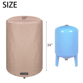 UCEDER Insulated Round Water Pressure Tank Cover 600D Heavy Duty Waterproof and Weatherproof Outdoor Well Covers Great for Winter Freeze Protection (Brown, 20"D x 34"H)