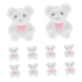 Kisangel 10pcs Tiny Flocked Bear Figurines Cute Bears for DIY Craft Projects Wedding Decorations Garden Decor Detail Easy to Carry Material