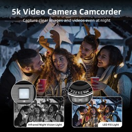 ORDRO AE20 5K Digital Video Camera, Vlogging Camera, Video Camera with 95° Wide Angle, WDR Mode, Ice Stabiliser for Travel, YouTube, Night Vision Camcorder with Remote Control, 32GB SD Card