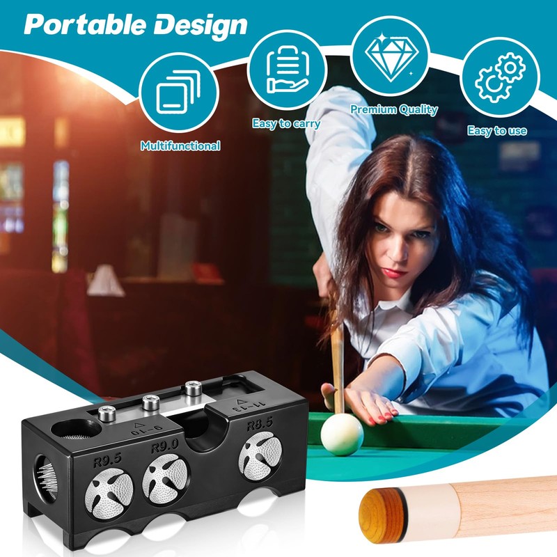 Darivefish 11-in-1 Pool Cue Tips Shaper, Pool Cue Tips Replacement