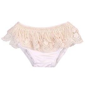 stylesilove Baby Girls Crochet Fringed Cotton Bloomers (100/12-18 Months, White)
