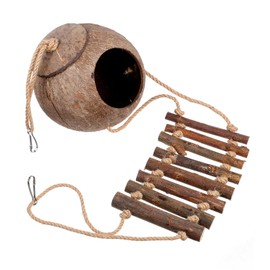 CLISPEED Natural Lizard Hide Cave for Reptiles Tortoise Shelter with Coconut Shell Design and Ladder for Crested Gecko Tank Accessories and Reptile Decor