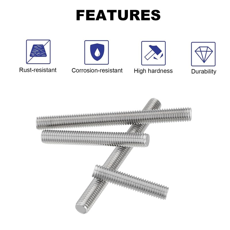 M6 Stainless Steel Threaded Rods, M6 x 50mm Fully All