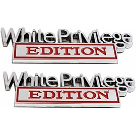 CDD 2 Pack White Privilege Edition Emblems Car Badge Replacement for F-150 F250 F350 Silverado 1500 2500 3500 (Chrome/Red) White Red Lei-WhitePrivilege Lei-WhitePrivilege