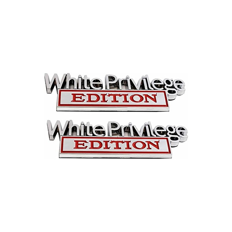 CDD 2 Pack White Privilege Edition Emblems Car Badge Replacement