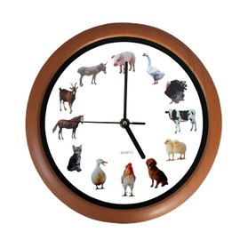 SAFE Children's Wall Clock Animal Voices Learning Clock Children's Wall Clock Farm Clock with 12 Animals from the Country