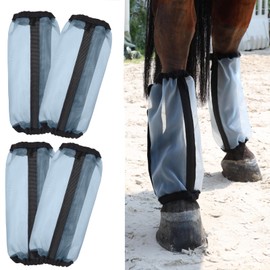 Wizbrio All-Purpose Fine Mesh Horse Fly Boots Breathable Anti-Fly Leggings with Sturdy Support Strips Reduce Annoying Stomping & 360°Leg Protection Durable Easy-Clean Material 4-Pack Light Blue