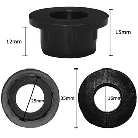 Wheelbarrow Wheel Axle Reducing Bush Spacer Reducer Inserts shaft bore 1 inch to 16mm for Wheelbarrows sack truck trolley cart - 25mm To 16mm (2 Pack)