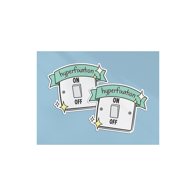 2 x 10cm Hyper Fixation Vinyl Stickers - Switch Neurodiversity
