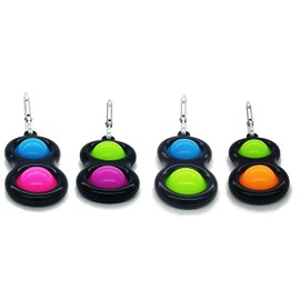 ZEMTAC Simple Dimple Fidget Toy Keychain - Black - Mini Pop Push it - Stress Relief Toys (Multicolored - 4 Pack)
