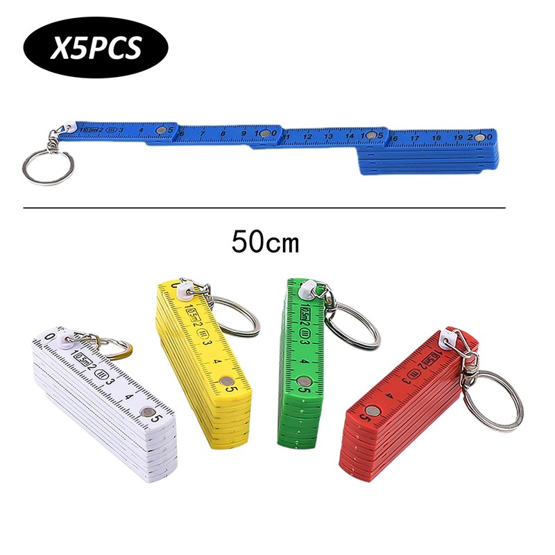 Pack of 5 50 cm mini folding ruler with key