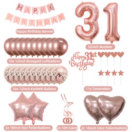 Deko 31. Geburtstag frau Tortendeko 31 Geburtstag frauen Deko Geschenk für 31. Geburtstag frau Rosegold Geburtstag 31 frauen 31 jahre Geburtstag deko Ballon 31 Geburtstag 31 jahre frau
