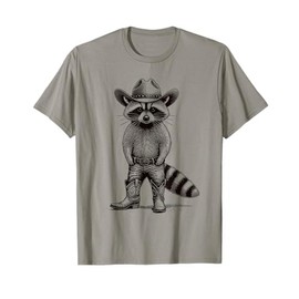 Country Animal Themed Gifts For Men, Women & Youth Vintage Cowboy Hat Raccoon & Cowgirl, Funny Western T-Shirt