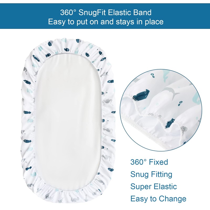 Bassinet Fitted Sheet(33" x 20"), Bassinet Sheets 2 Pack, Compatible