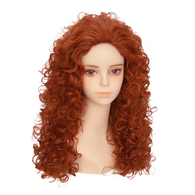Daiaces Long Curly Orange Ginger Wig for Women Fluffy Princess