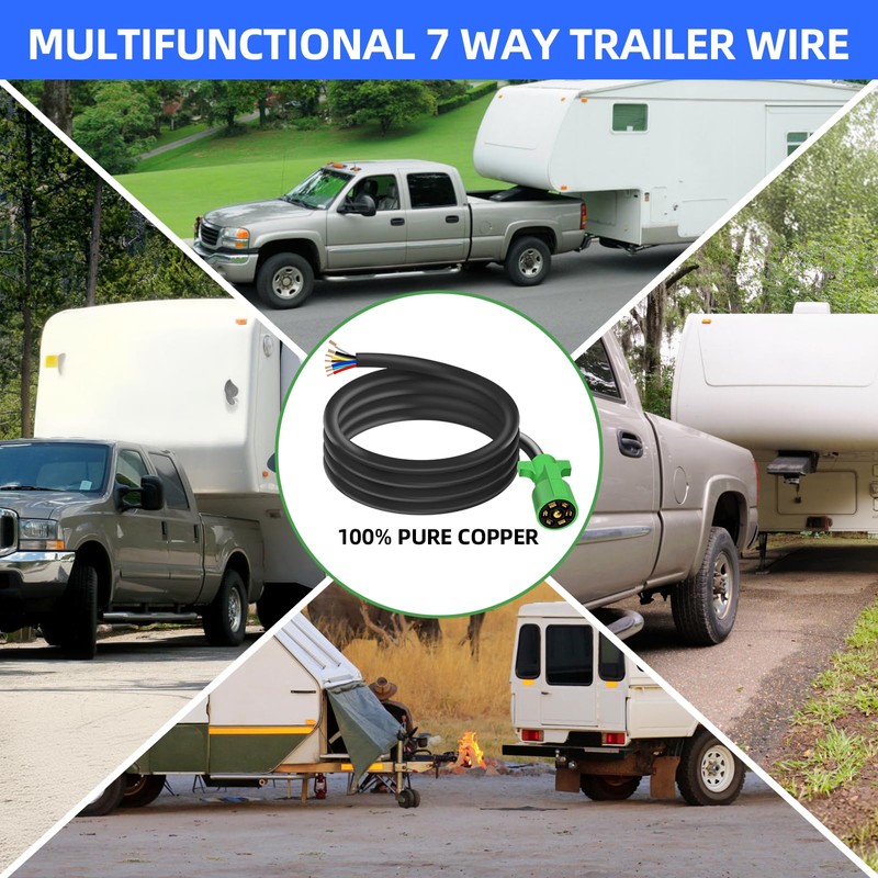 Anayguto Heavy Duty 7 Pin Trailer Plug 4 FT with