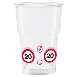 Folat - 20th Birthday Traffic Sign Plastic Cups - 10 pieces