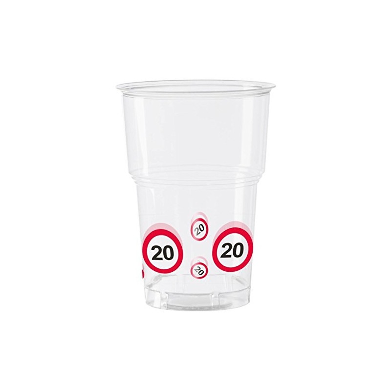 Folat - 20th Birthday Traffic Sign Plastic Cups - 10
