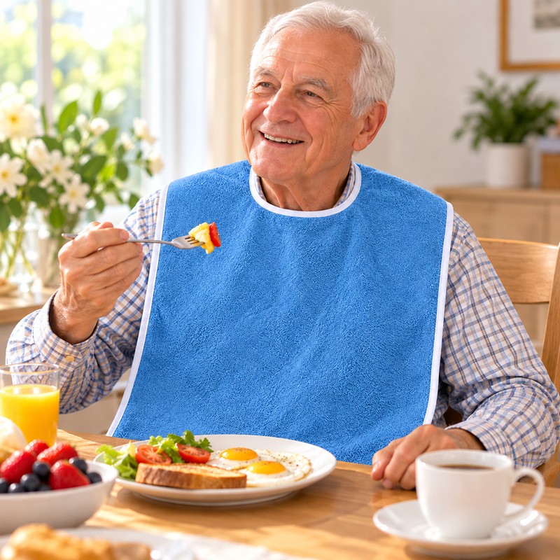 2 Pcs Adult Bibs for Eating – Large Terry Cloth