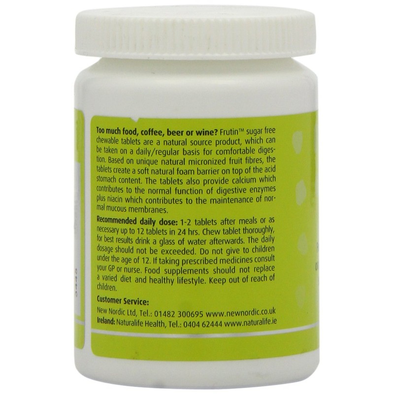 New Nordic Frutin Chewable Tablets, Natural Stomach Acid Relief, Pack