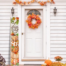 TOMPOP Fall Wooden Porch Sign 47.2" Pumpkin Stack Sign for Front Porch, Vertical Standing Outdoor Porch Decor for Home Front Door Yard Farmhouse Hanging Fall Decoration