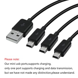 Mini USB Splitter Cable,3 in 1 USB A 2.0 Male to 3 Mini USB Charging Data Cable,Support 3 Mini USB Devices at The Same use(1M/3.3ft)