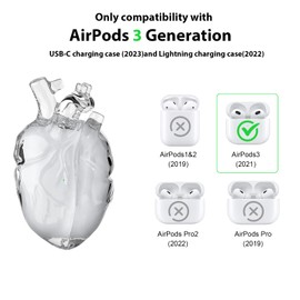 Original Heart-Shaped Protective Case Compatible with AirPods 3RD Generation, Liquid Silicone Transparent Cover for AirPods 3 with Full Protection Against Drops, Includes Durable Metal Hook