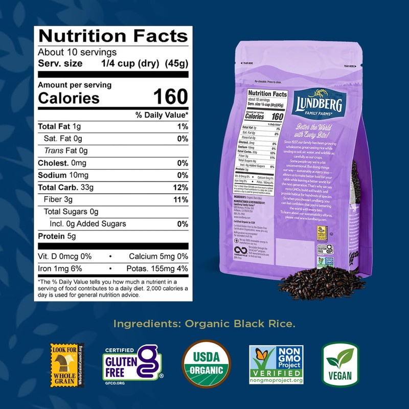 Lundberg Organic Rice, Black Pearl - Whole Grain Gourmet Black