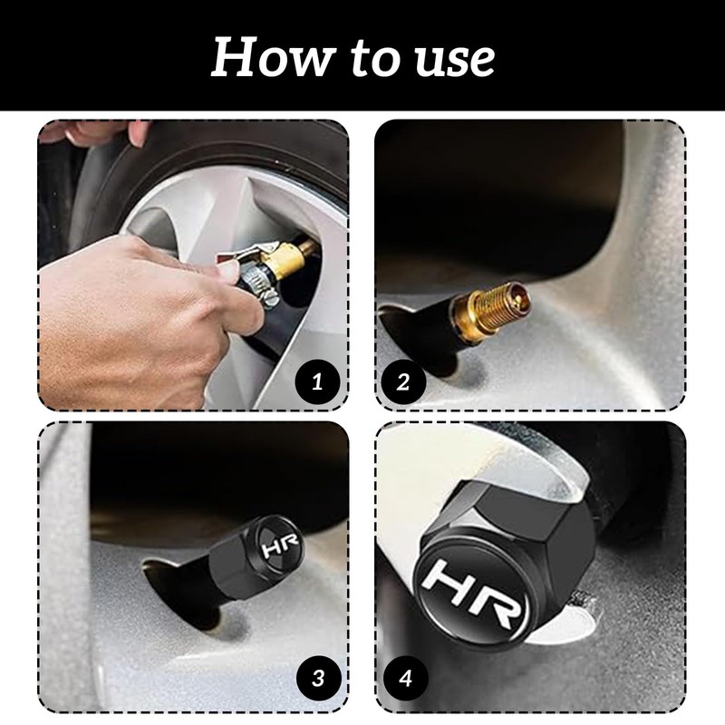 Thoquene Pack of 16 Car Valve Caps with Labelling, Car