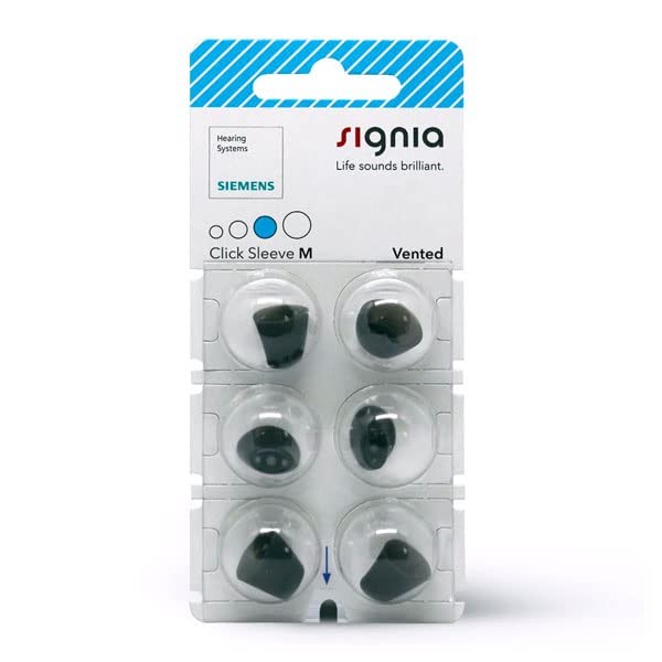 Signia Click Sleeves Vented (Pack of 6) for Siemens, Signia and Audio Service IdOs and Ex Listeners (M)