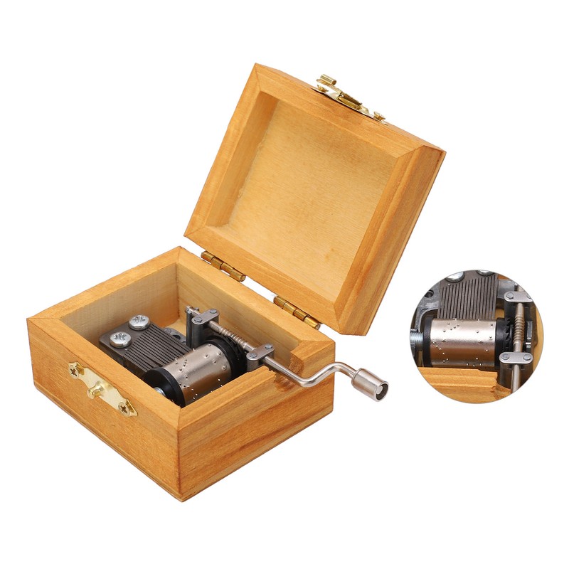 Hand Cranked Music Box Mini Portable Gemini Pattern Retro Style