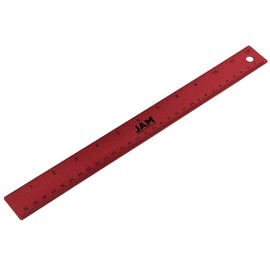 JAM PAPER Stainless Steel Ruler - 30 cm (12 Inch) - Metal Ruler with Non-Skid Cork Backing - Red Metallic - Sold Individually