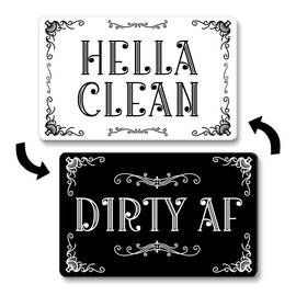 Funny Clean Dirty Dishwasher Magnet, Refrigerator Washing Machine Magnet Double Sided Kitchen Reversible Dish Washer Sign, Apartment Kitchen Accessories Decor Magnet (Black White Wreath)