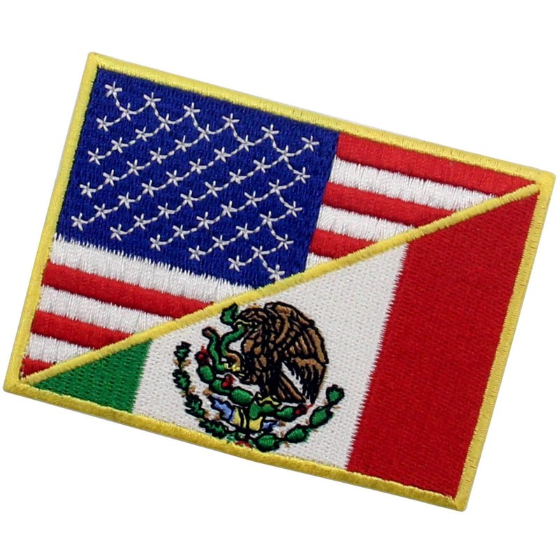 USA American United State Flag and Mexico Flag Patch Embroidered
