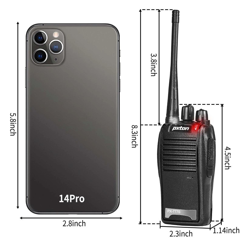 pxton （4 Pack) - 777S walkie talkies Long Range for