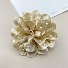Chamvino Women's oversized elegant Large flower Pearl Brooch Hairpin Headflower hat accessories suit lapel wedding corsage(5.12in)
