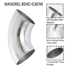XLWJBES 4pcs 1 Inch OD Steel Exhaust Elbow, 90 Degree 304 Stainless Steel Mandrel Elbow, 1.5mm Thickness, for Automotive Conversions, Stair Rails, and Exhaust Systems