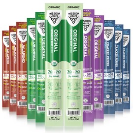 Mission Meats Variety Pack with Certified Organic Beef, Grass Fed, Free Range Turkey, and Cracked Pepper Pork – Gluten & Sugar Free, Whole 30 & Paleo Friendly, Delicious and Family Friendly (12 Count)