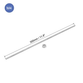 sourcing map 5Pack M4 x 300mm Fully Threaded Rod with 10 Pack Hex Nuts, 1.25mm Thread Pitch 304 Stainless Steel Right Hand Threaded Rods Bar Studs