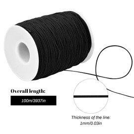 Elastic Band for Bracelets Elastic Band Rubber Bands Nylon Cord Rubber Band Jewellery Making Elastic Cord Hat Rubber Jewellery Thread Bead Band Elastic Rubbers for Jewellery DIY Crafts (Black)