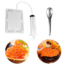 Caviar Maker Acrylic, 98-Hole Caviar Builder with Tube & Spoon, Caviar Spherification Tool Caviar Maker Kit for Easy Delicious Molecular Kitchen