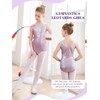 Monbessi Girls' Long-Sleeved Glittery Children's Leotard Round Neck Dancewear 5-12
