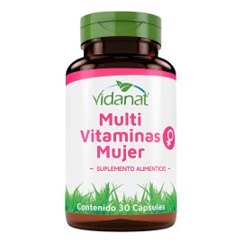 Multivitaminas Para Mujer Vidanat Suplemento 30caps Natural - de, y,
