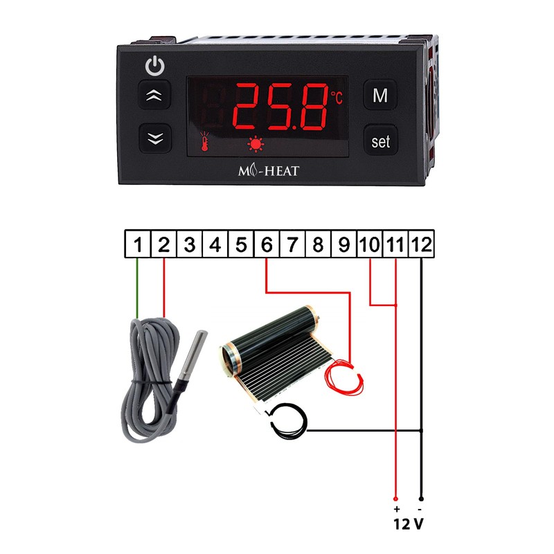 Mi-10 Thermostat for Heating and Cooling 12 V Room Controller