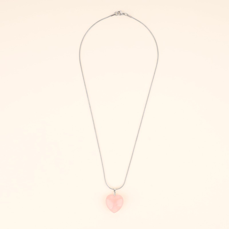 COAI Heart Rose Quartz, Love Fulfillment Necklace, Women's, rose quartz,