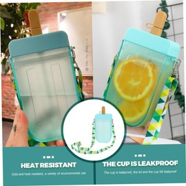 Mikinona 300ml Boys and Girls Popsicle Straw Cup Leakproof Water Bottle Adjustable Strap Adorable Design for Children