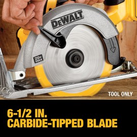 DEWALT 20V MAX Circular Saw, 6-1/2-Inch Blade, 460 MWO Engine, 0-50 Degree Bevel Capability, Battery Not Included - Tool Only (DCS391B)