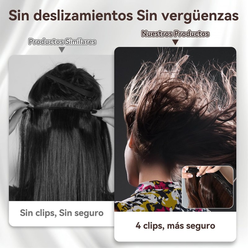 Extensiones de Cabello Natural Ondulado, 6 piezas, Extensiones de Cabello