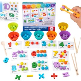 ASFHJP Montessori Arithmetic Math Toddler Toy, Montessori Counting, Color Sorting, Matching & Sorting Fine Motor Games, Learing Sensory Tools for Boys Girls Age 3+ Gift