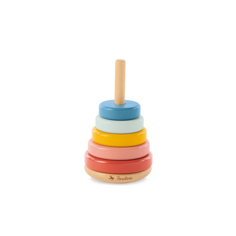 PINOLINO Rainbow Stacking Tower Ruby Wooden Motor Skills Classic Colourful